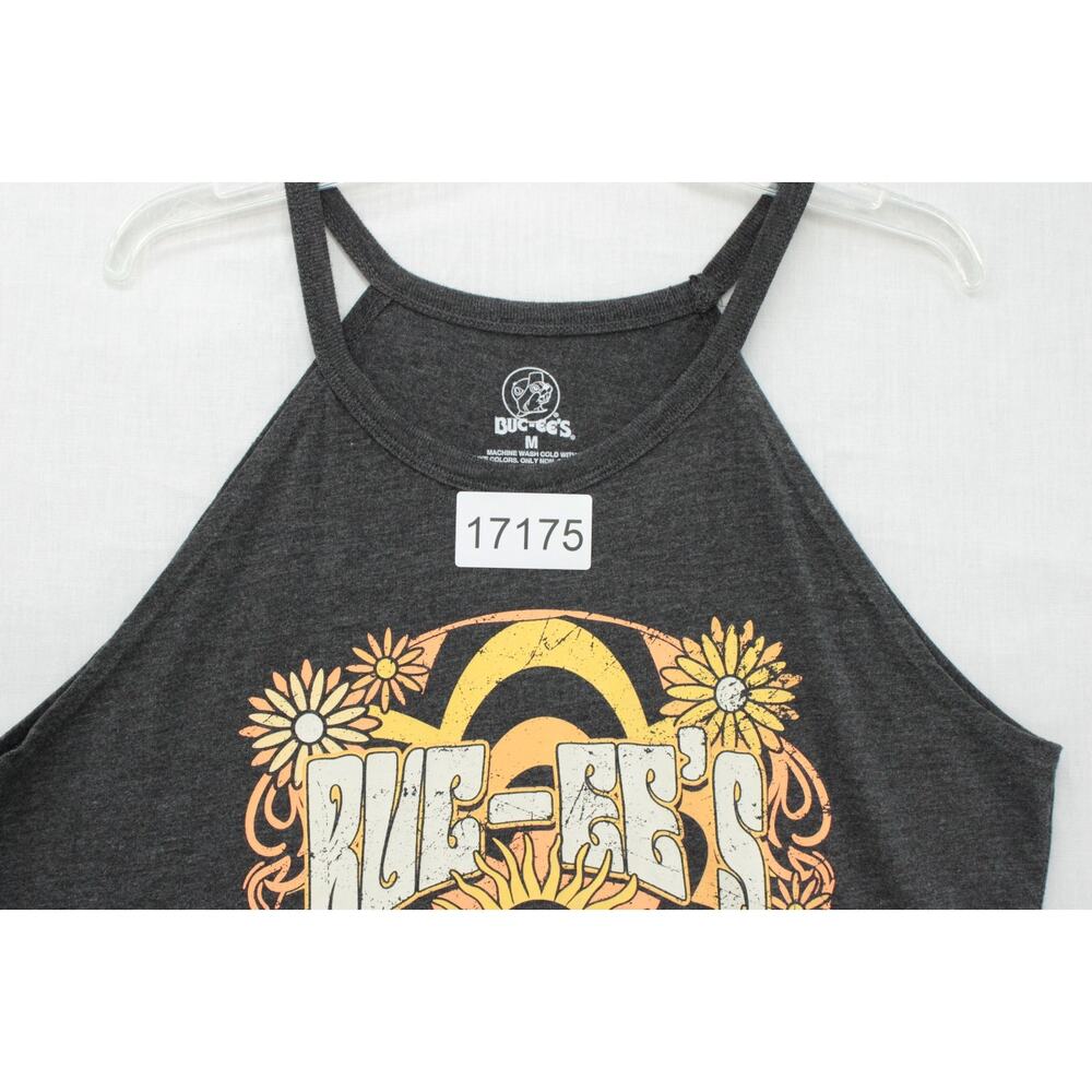 Buc-ee's Tank Top Shirt Womens M Gray Boho Hippie Floral Sun Design Vacation - Picture 5 of 5